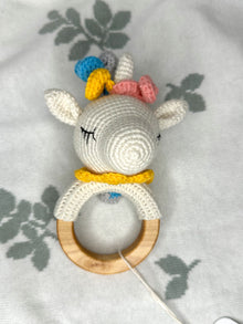  Organic Teething Ring Rattle - Unicorn