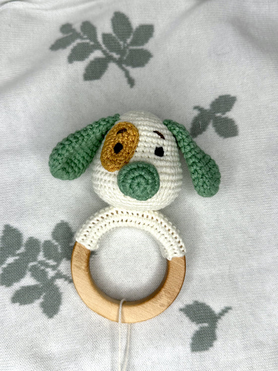 Organic Teething Ring Rattle - Puppy