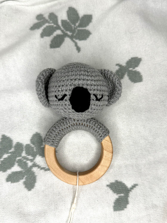 Organic Teething Ring Rattle - Koala