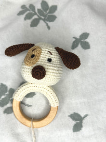  Organic Teething Ring Rattle - Puppy